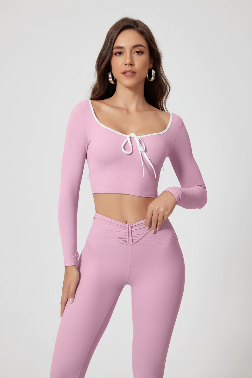 Round-neck High Waist Quick-drying Long Sleeve Yoga Wear Suit