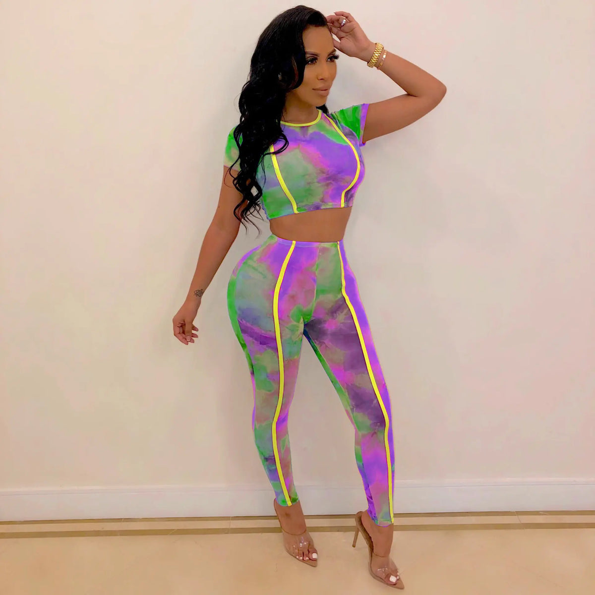 Plus Size Tie-Dye Sportswear Set for Women