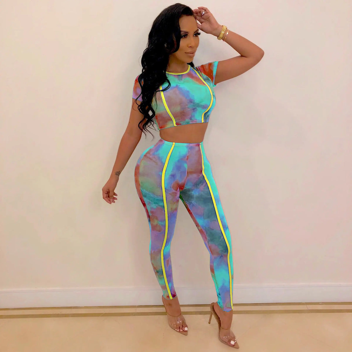 Plus Size Tie-Dye Sportswear Set for Women