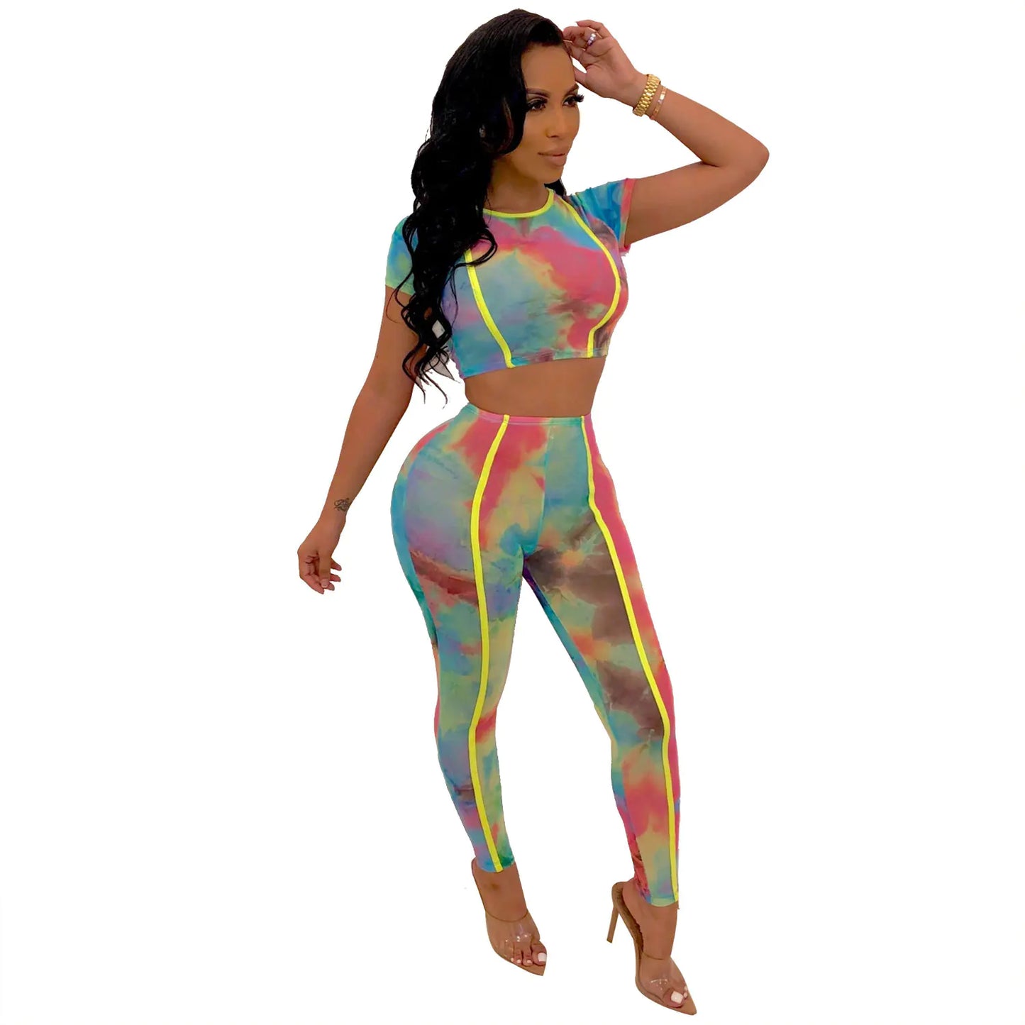 Plus Size Tie-Dye Sportswear Set for Women