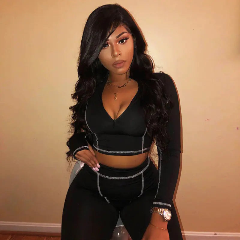 Fashionable Long Sleeve Yoga Fitness Set for Women