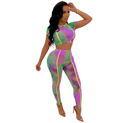 Plus Size Tie-Dye Sportswear Set for Women